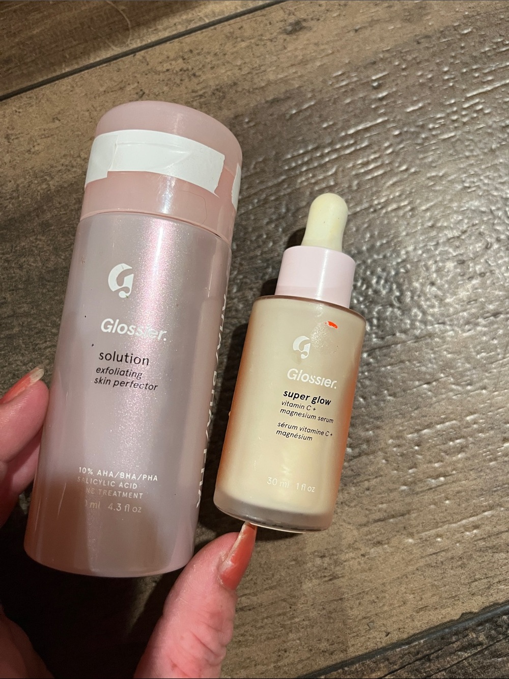 Glossier Super Glow & Solution Set in Soft Pink and Pearly Cream